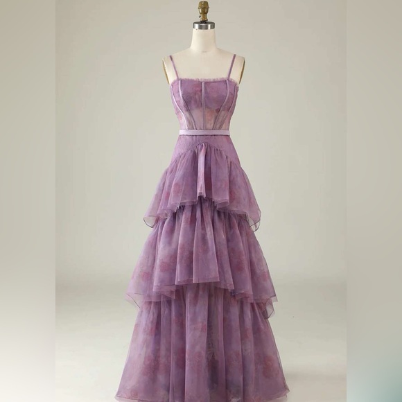 Zapaka Purple Ruffle Corset Top Dress - Picture 3 of 5